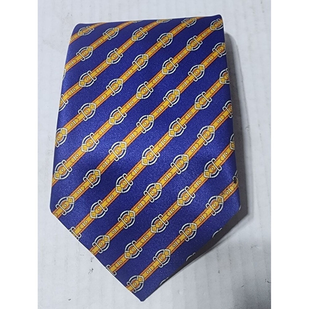 Rene Chagal Handmade Geometric Pattern Men's Silk Tie Length 58"X3.75"